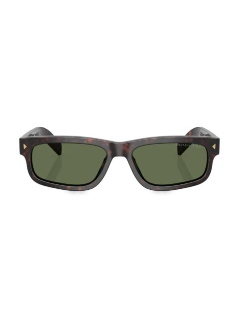 Prada Men's 57MM Rectangular Sunglasses - Brown Tort