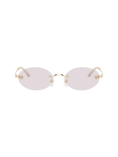 Cartier Gold Signature C Oval Rimless Sunglasses
