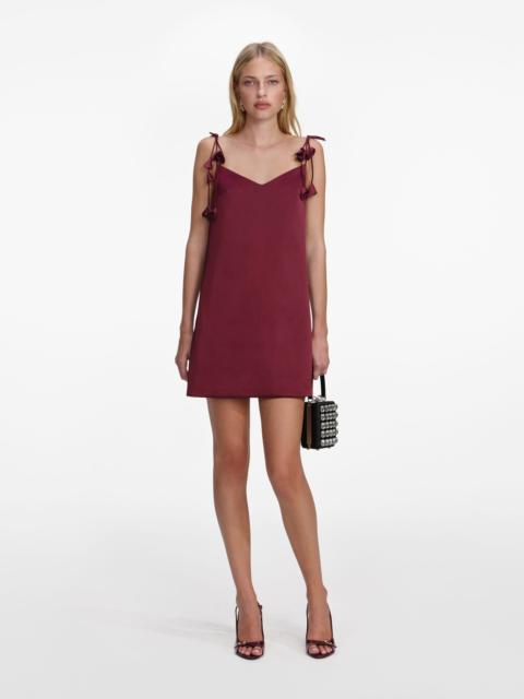 self-portrait Burgundy Satin Flower Mini Dress