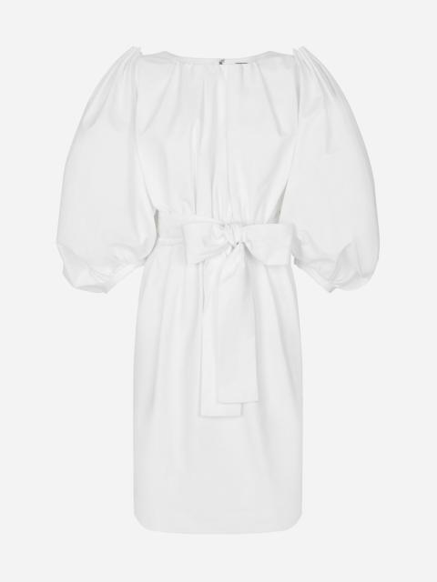 Dolce & Gabbana Cotton midi dress with puff sleeves