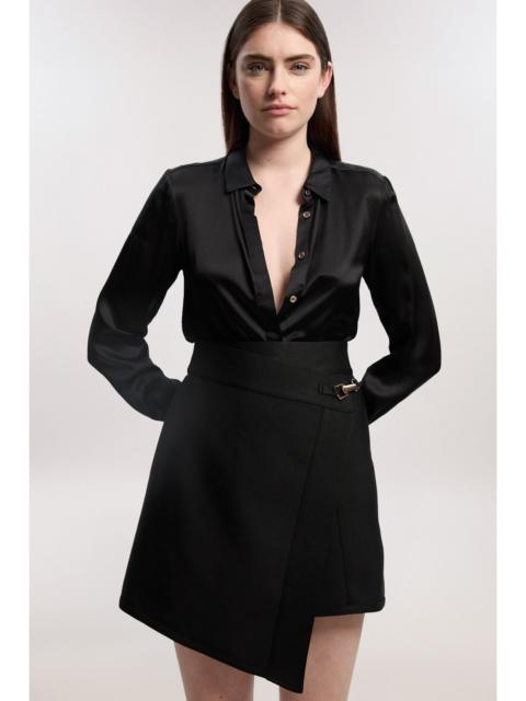 KAREN MILLEN Figure Form Bandage Asymmetric Mini Skirt