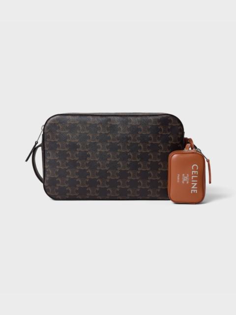 CELINE MESSENGER BAG WITH CHARM IN TRIOMPHE CANVAS AND SMOOTH LAMBSKIN