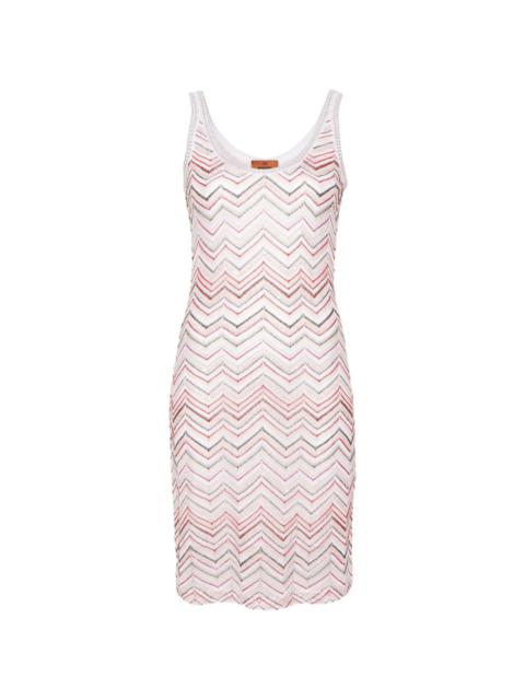 sequined zigzag-woven dress