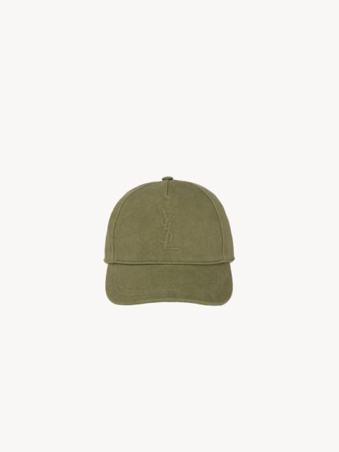 SAINT LAURENT CASSANDRE CAP IN COTTON DENIM TWILL