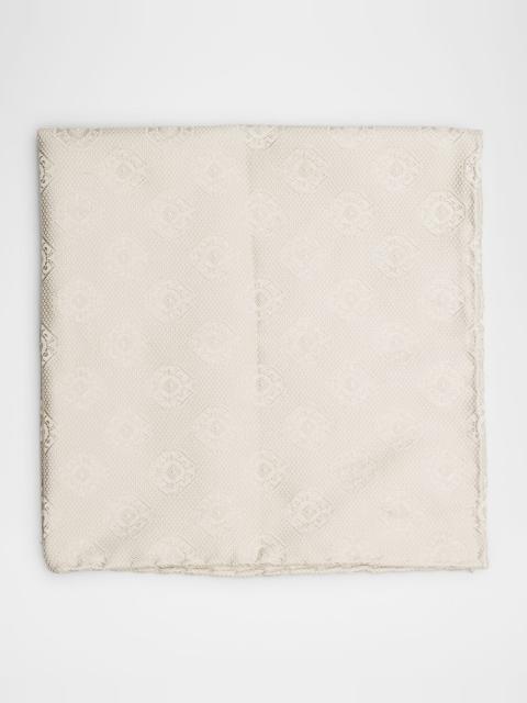 Brunello Cucinelli Men's Tonal Medallion Jacquard Silk Pocket Square