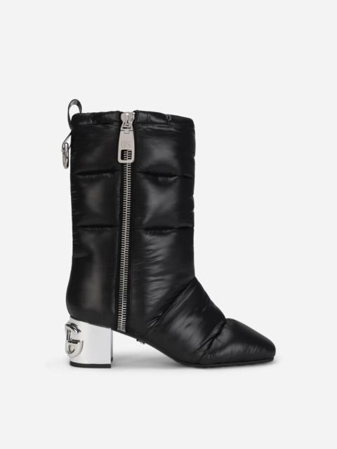 Dolce & Gabbana Quilted nylon ankle boots with DG Karol heel