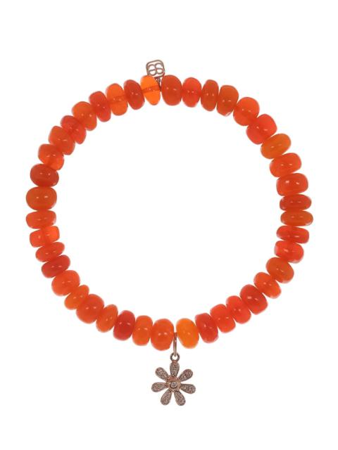 Daisy Charm Orange Opal Bead Bracelet