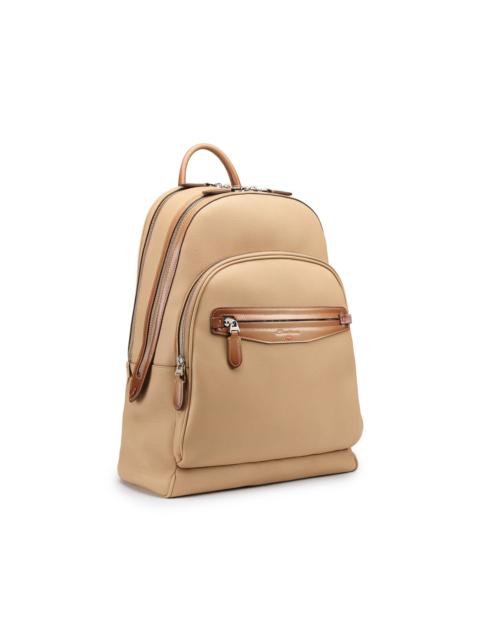 Santoni Beige tumbled leather backpack