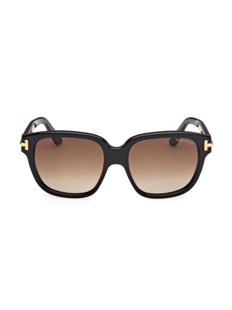 TOM FORD Women's ICON 58MM Square Sunglasses - Shiny Black Brown
