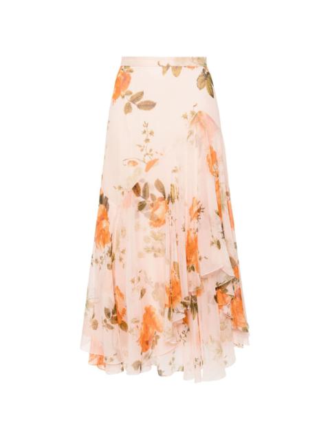 Erdem floral-print tiered maxi skirt