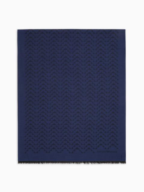 EMPORIO ARMANI MODAL-BLEND JACQUARD STOLE WITH ALL-OVER EAGLES
