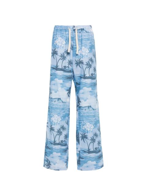 Palm Angels Sunset-print wide-leg trousers