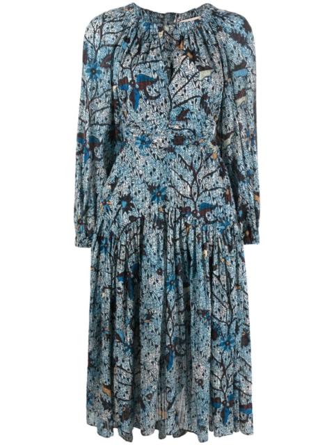ULLA JOHNSON Helia batik cut-out midi dress