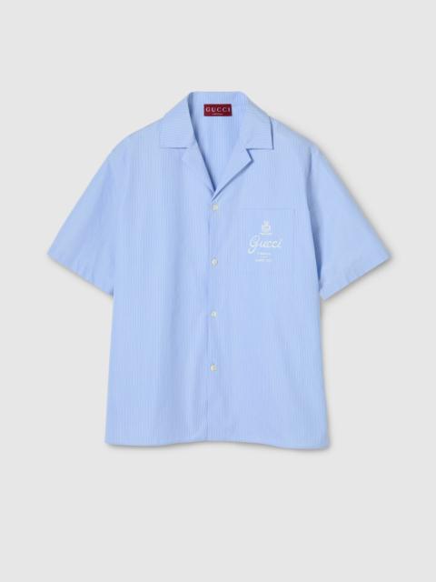 Thin striped cotton poplin bowling shirt
