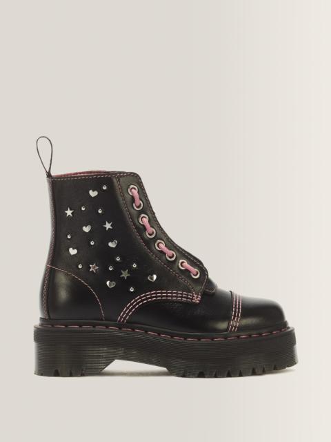 Dr. Martens Sinclair Hearts & Stars 8 Eye Milled Gloss Leather Platform Boots