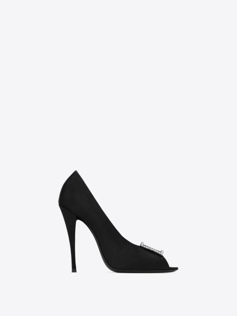 SAINT LAURENT peep pumps in satin crepe
