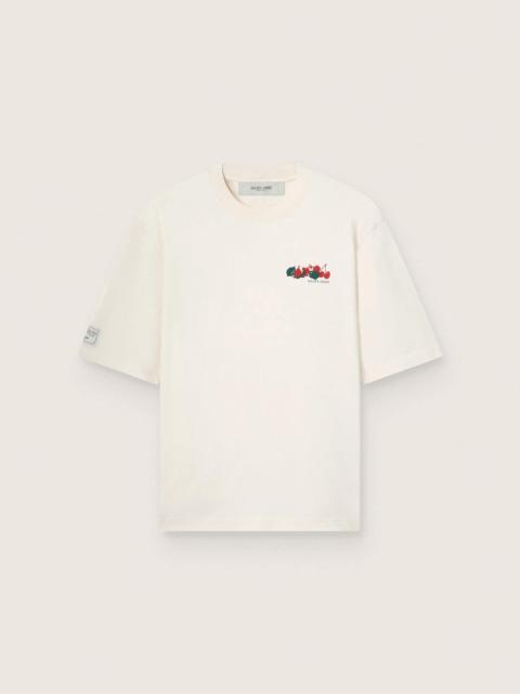 Golden Goose Unisex Resort white cotton T-shirt with print and logo
