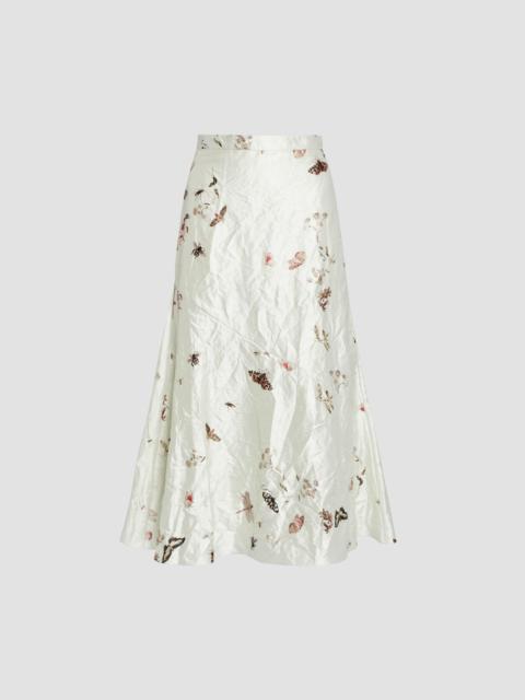 Erdem PRINTED TEXTURED SATIN A LINE MIDI SKIRT