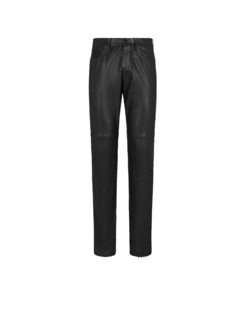 TOM FORD PERFORATED SOFT LEATHER 5 POCKET PANTS