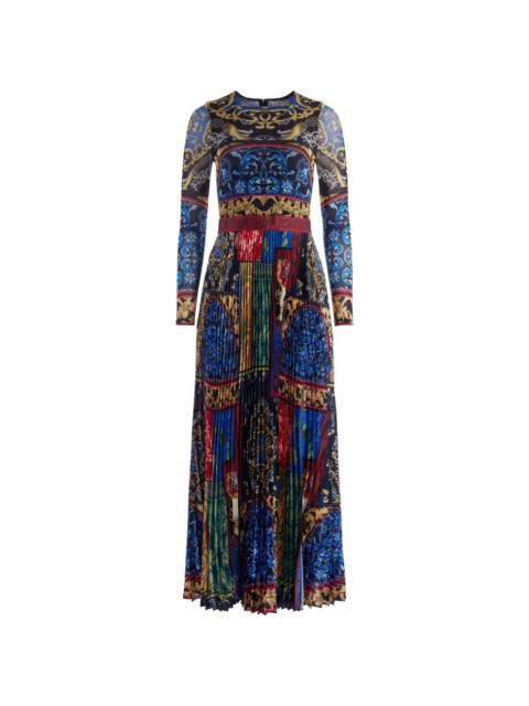 Ivey pleated baroque-print dress