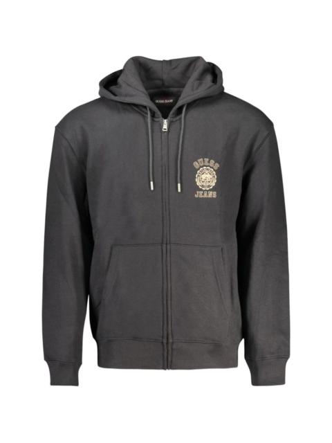 GUESS USA logo-embroidered zip-up hoodie