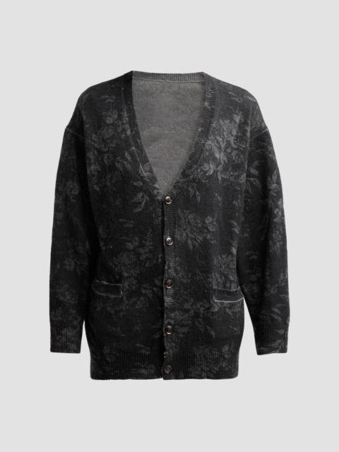 R13 Women's Floral Wool Boyfriend Cardigan - Black Grey Floral