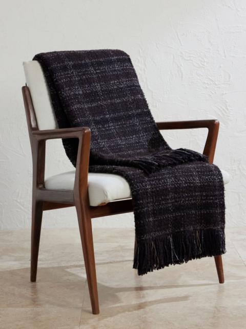Johnstons of Elgin Luxury Texture Checked Cashmere, Silk and Alpaca Wool-Blend Throw Purple