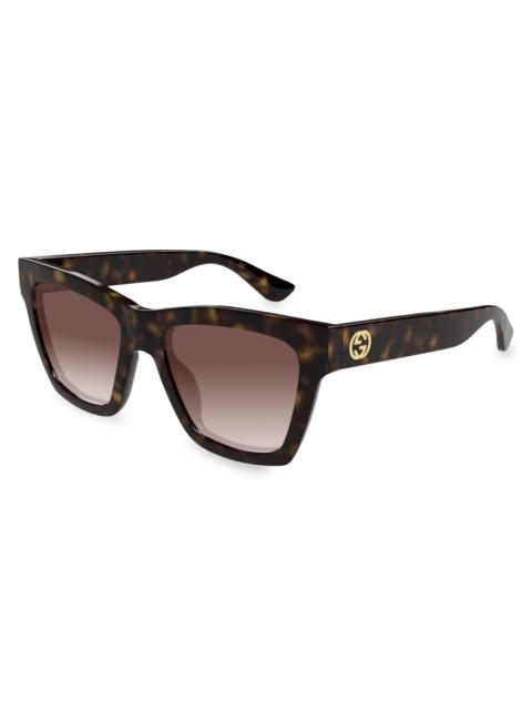 GUCCI Women's Minimal 54MM Cat-Eye Sunglasses - Gradient Brown Havana