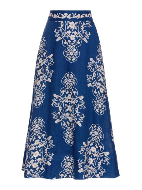 Bergamota Ribbons Printed Maxi Skirt blue