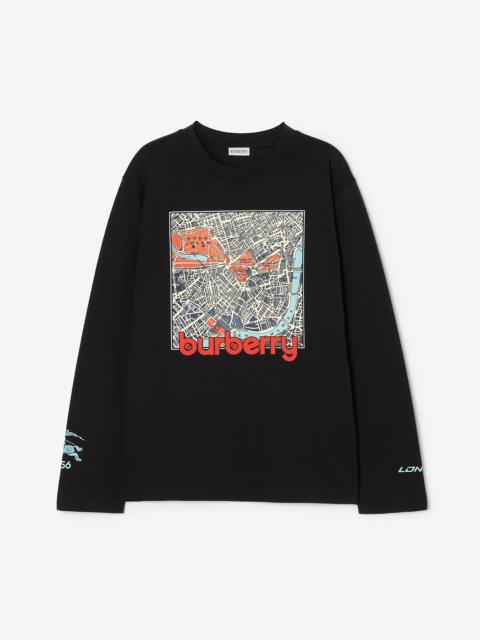 Burberry Long-sleeve London Map Cotton T-shirt