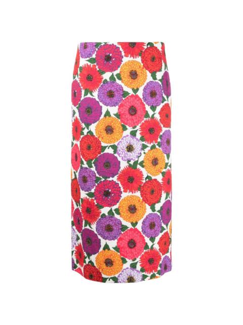 Zinnie floral-print pencil skirt