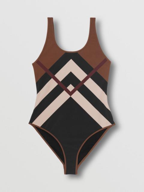 Burberry Chevron Check Stretch Nylon Swimsuit