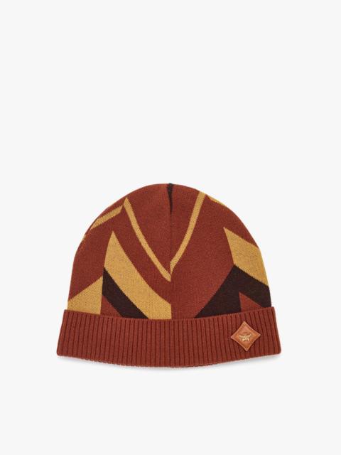 MCM Mega Herringbone Beanie in Wool-Cashmere Jacquard