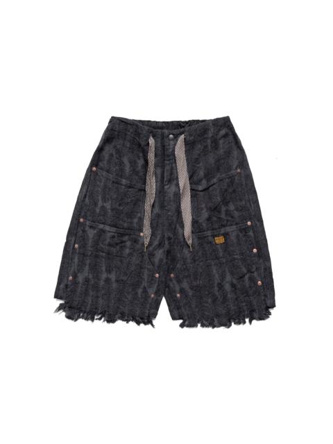 Kapital 12oz MAGPIE Denim W-Knee EASY Shorts - Black x Black
