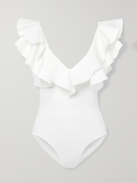 MAYGEL CORONEL + Net Sustain Santa Ruffled Swimsuit