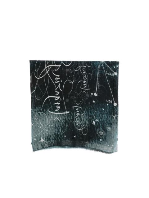 Faliero Sarti celestial-print frayed scarf