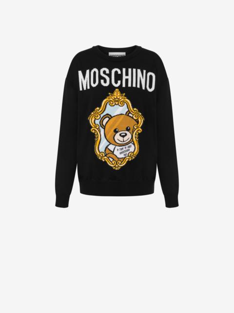 Moschino WOOL MIRROR TEDDY BEAR PULLOVER