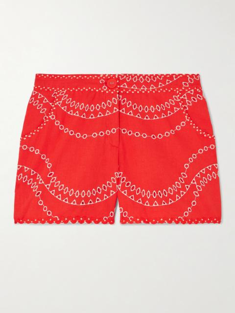 Charo Ruiz Drea Broderie Anglaise Cotton-blend Shorts