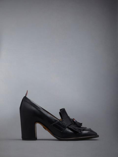 Thom Browne Box Calf 75mm Block Heel Tassel Kilt Loafer | REVERSIBLE
