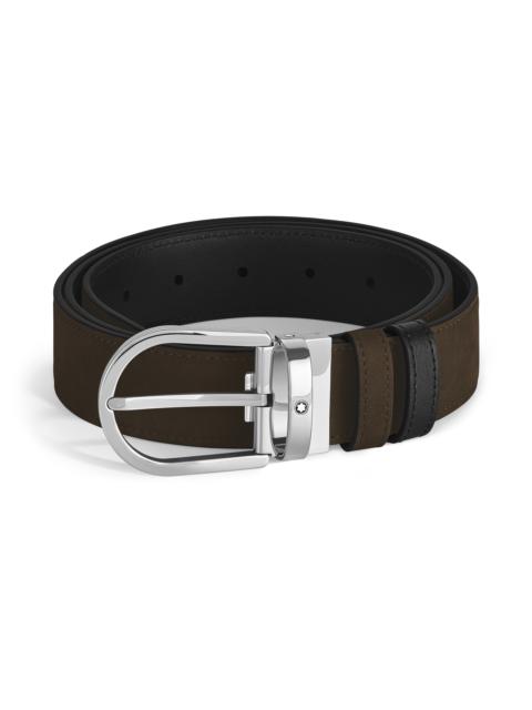 Montblanc HORSESHOE BUCKLE BROWN/BLACK 35MM REVERSIBLE LEATHER BELT