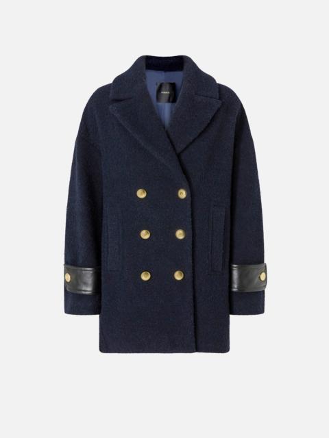 PINKO SHORT DOUBLE-BREASTED BOUCLÉ PEA COAT