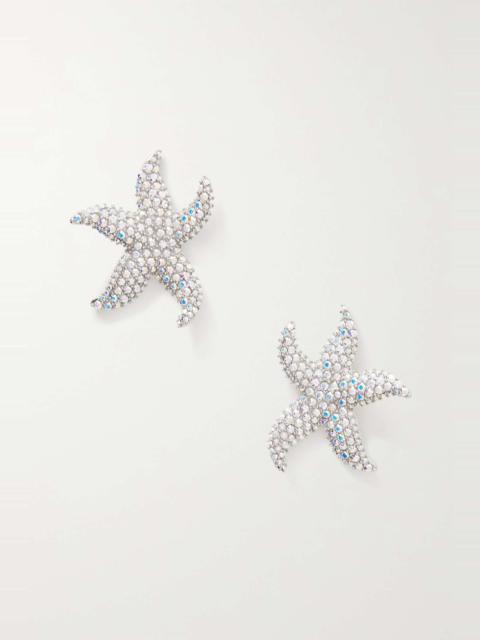 Amina Muaddi Astra silver-tone crystal earrings