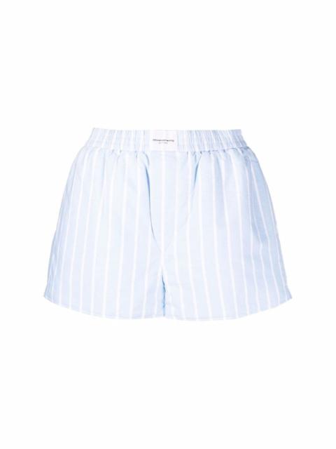 Alexander Wang logo-patch pinstripe cotton shorts