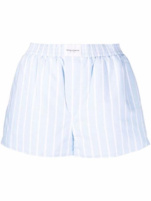 Alexander Wang logo-patch pinstripe cotton shorts