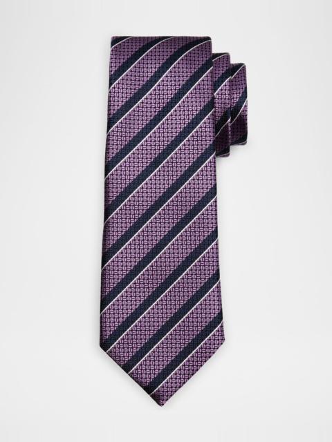 ZEGNA Men's Striped Geo Jacquard Tie