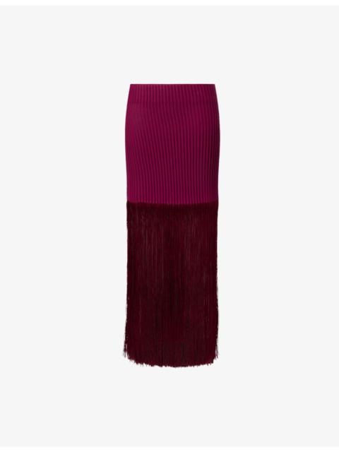 Alaïa Fringed Tube Knit Midi Skirt