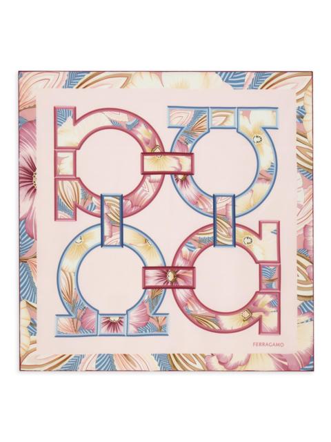 FERRAGAMO Women's Brezza Printed Gancini Silk Scarf - Rosa Bordeaux