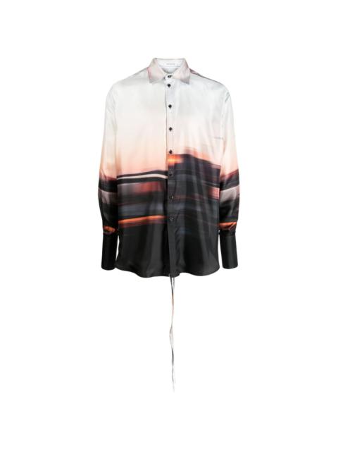 PETER DO Blurred City convertible silk shirt