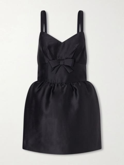 SHUSHU/TONG Bow-detailed gathered crepe mini dress Black