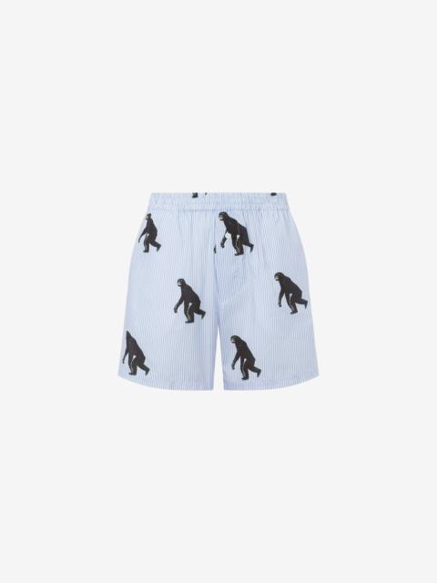 Moschino STRIPED POPLIN BERMUDA ALLOVER CHIMPANZEE